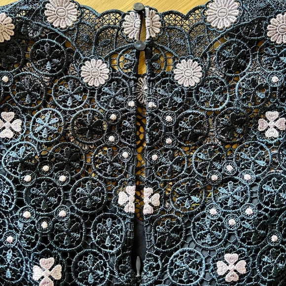 Karen Millen Embroidered Multicolored Laser Cut 3D Mesh Floral Mini Dress Size 6 - Picture 13 of 16